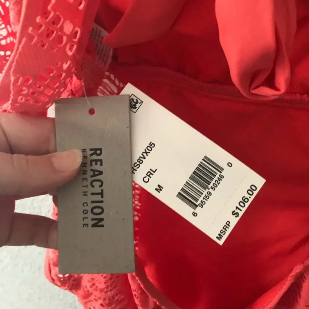 Reaction Kenneth Cole Coral Lace One Piece NWT
